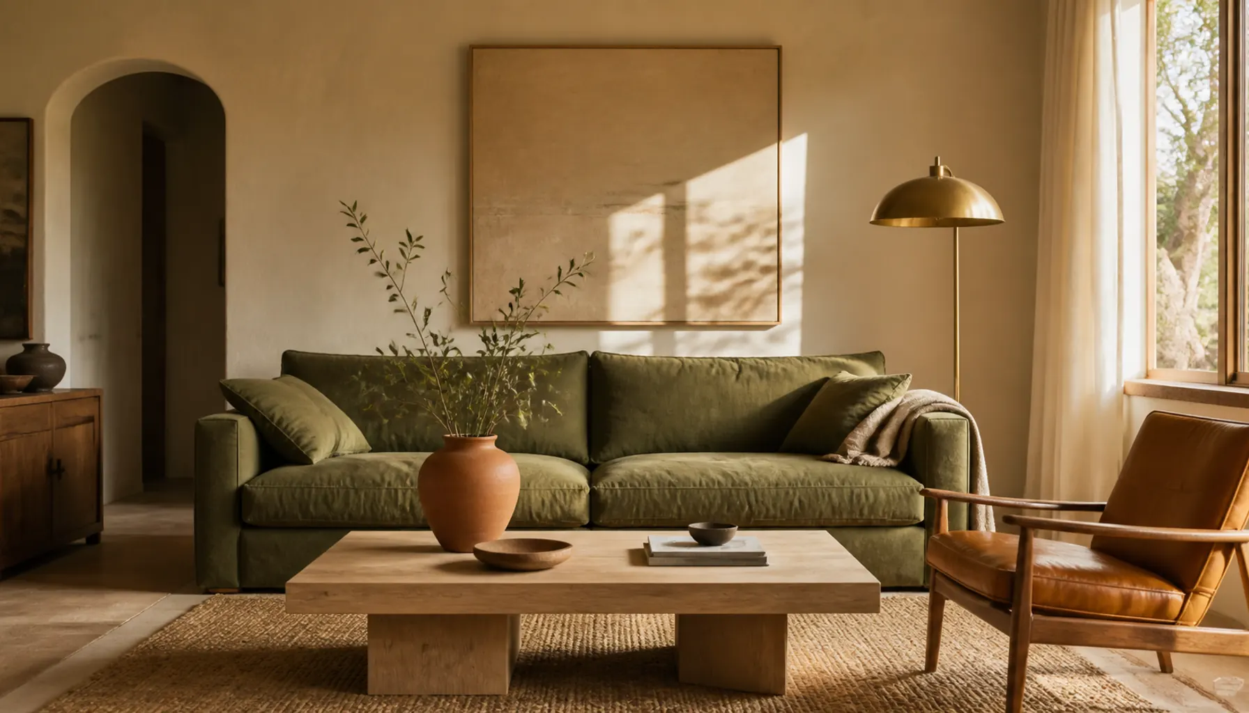 12 Olive Green Living Room Ideas With Warm Wood Tones